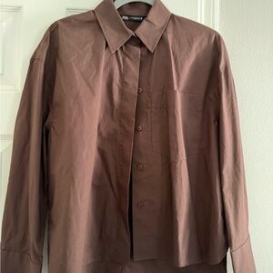 Zara Women's Brown Button Down Shirt